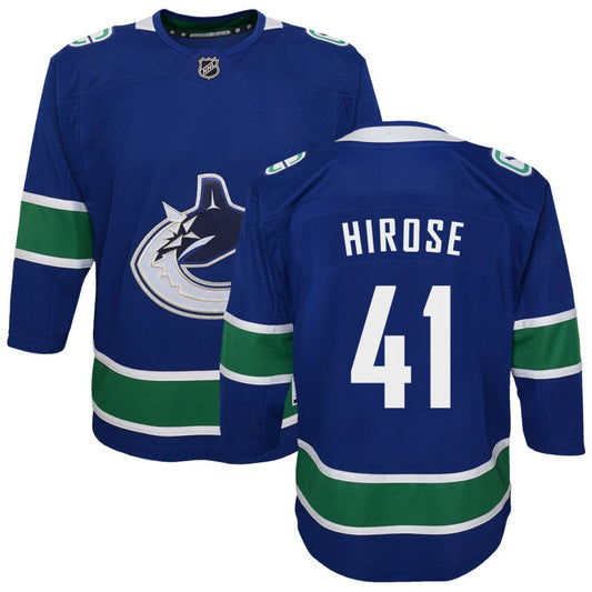 Akito Hirose Vancouver Canucks Youth Premier Jersey - Blue